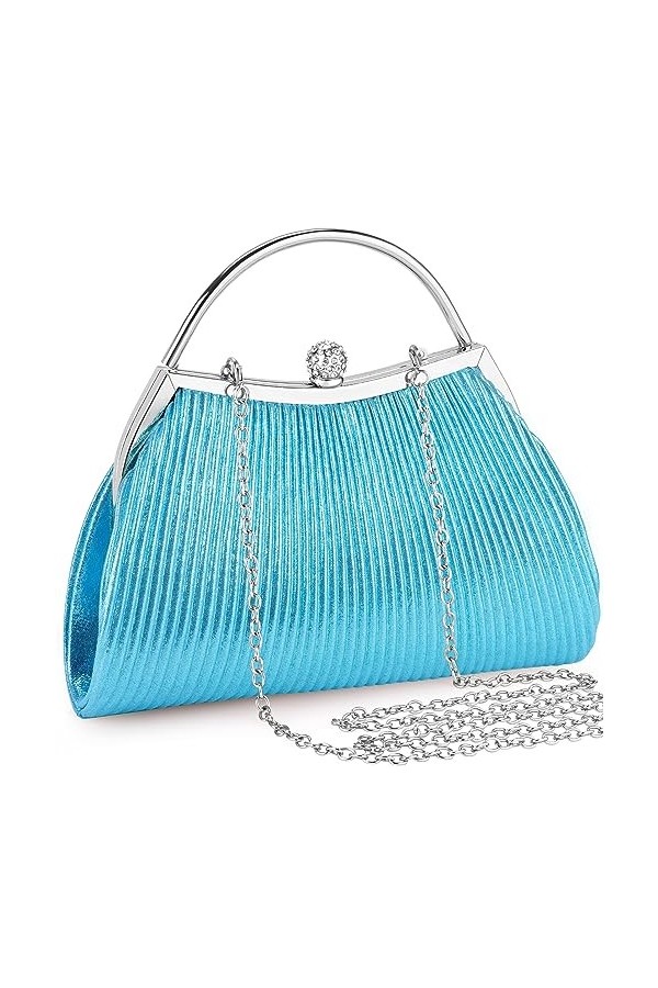 ISEYOU Pochette Femme, Pochettes et Clutches Femme, avec Détachable Chaîne en Or et Boucle en Strass Brillant, Grande Capacit