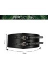 Ceinture Femme Large pour Robe de 7 cm Large avec 2 Boucles Métal, Ceinture Taille Haute Femme Vintage en Cuir Noir,Ceinture 