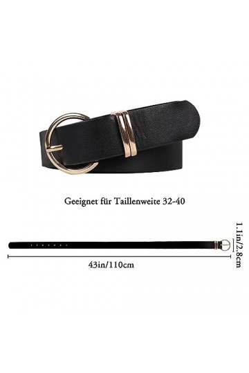 Minicloss Ceinture pour femme - En cuir synthétique souple - Réglable avec boucle dorée - Pour jeans - Style décontracté - Co