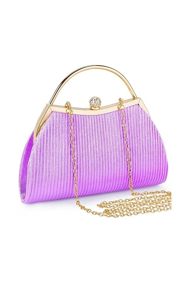 ISEYOU Pochette Femme, Pochettes et Clutches Femme, avec Détachable Chaîne en Or et Boucle en Strass Brillant, Grande Capacit