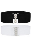 OSUWLSI Ceinture élastique perlée pour femme, ceinture habillée de 7,5 cm de large, taille extensible de 60 cm avec boucle en