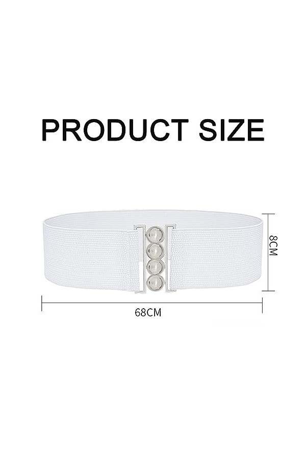 OSUWLSI Ceinture élastique perlée pour femme, ceinture habillée de 7,5 cm de large, taille extensible de 60 cm avec boucle en
