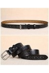Vikodah Ceinture femme en cuir vintage Ceinture à taille creuse pour femme pour pantalon jean taille de la taille 69cm à 96c