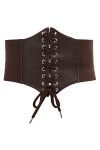 GRACE KARIN Ceinture corset élastique vintage à lacets en cuir pour femme, Noir , XXL