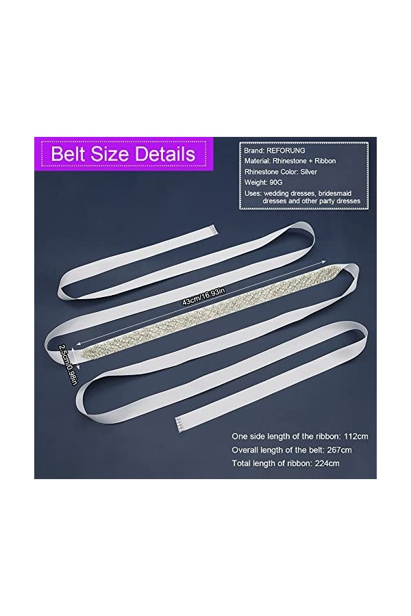 REFORUNG Strass Ceinture de Mariée Ceinture en Cristal Strass Mariage Strass Cristal Nuptiale Ruban Ceinture de Mariage Prom 