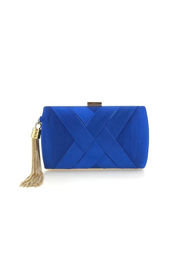 SUKUTU Pochettes de Soirée pour Femme Sac en Satin pour Soirée de Mariage Sac à Main avec Pompon Pendentif Cocktail Prom Sacs