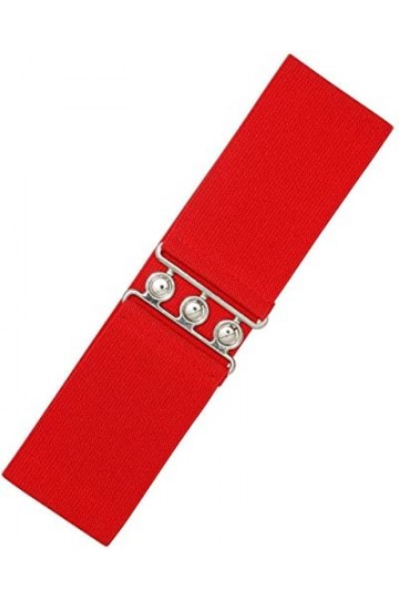 Ro Rox Large Ceinture Vintage Rétro Élastiquée Pour Femmes - Taille 46-52 - Rouge - L