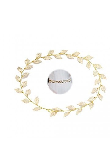 Simsly Ceinture De Mariée dorée fait à la main pour robe de mariée avec feuille de cristal et organza