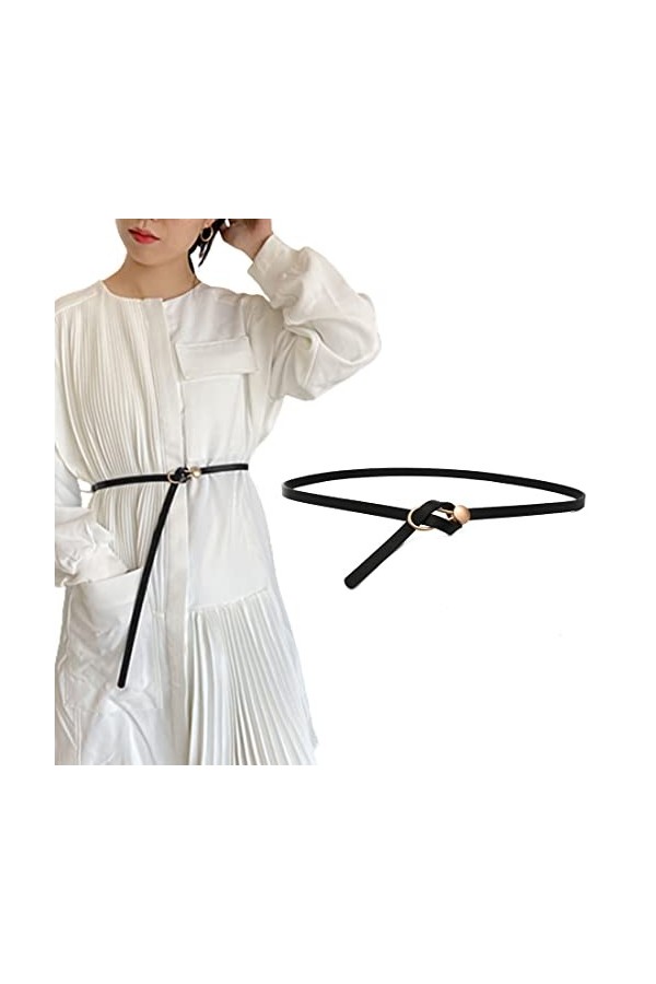 MenYiYDS Ceinture fine en cuir pour femme avec boucle de verrouillage pour robe
