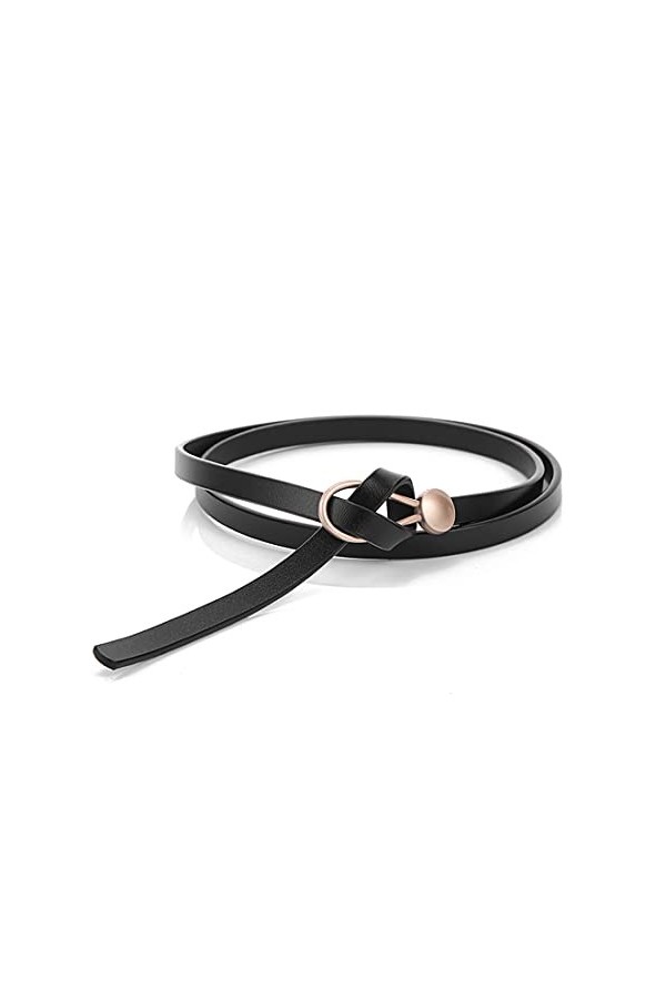 MenYiYDS Ceinture fine en cuir pour femme avec boucle de verrouillage pour robe