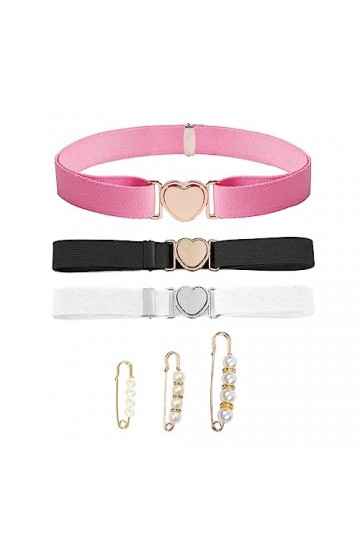3pcs Ceintures Coeur, 3pcs Boucles De Taille, Ceinture Élastique Réglable, Jolie Ceinture Coeur Pour Garçons Filles Adolescen