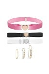 3pcs Ceintures Coeur, 3pcs Boucles De Taille, Ceinture Élastique Réglable, Jolie Ceinture Coeur Pour Garçons Filles Adolescen
