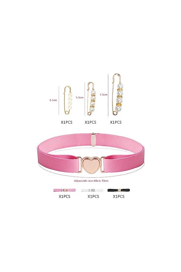 3pcs Ceintures Coeur, 3pcs Boucles De Taille, Ceinture Élastique Réglable, Jolie Ceinture Coeur Pour Garçons Filles Adolescen