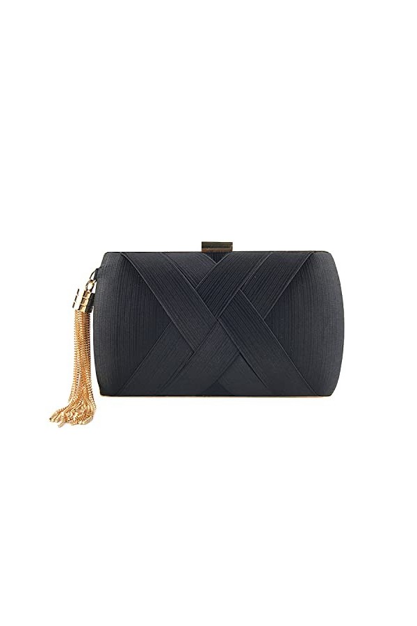 SUKUTU Pochettes de Soirée pour Femme Sac en Satin pour Soirée de Mariage Sac à Main avec Pompon Pendentif Cocktail Prom Sacs