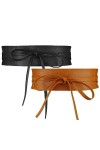 NormCorer 2 Pack Femme PU Ceinture Ceinture Ceintures Obi pour Robe noir et marron 