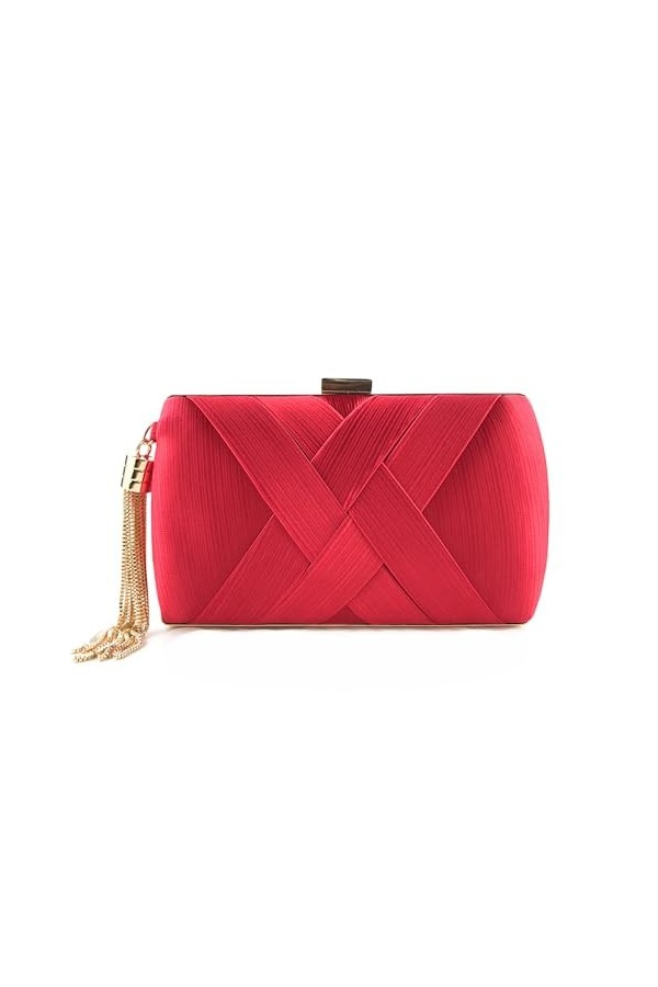 SUKUTU Pochettes de Soirée pour Femme Sac en Satin pour Soirée de Mariage Sac à Main avec Pompon Pendentif Cocktail Prom Sacs