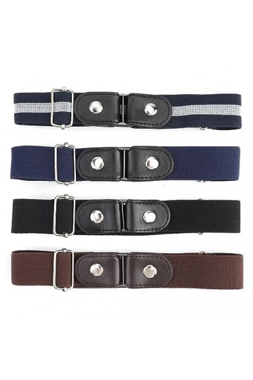 4 Pièces Ceinture Sans Boucle, Élastique Ceinture Invisible Sans Boucle, Ceinture Non Perforée Boucle Réglable, Ceinture Élas
