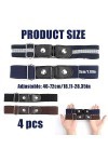4 Pièces Ceinture Sans Boucle, Élastique Ceinture Invisible Sans Boucle, Ceinture Non Perforée Boucle Réglable, Ceinture Élas