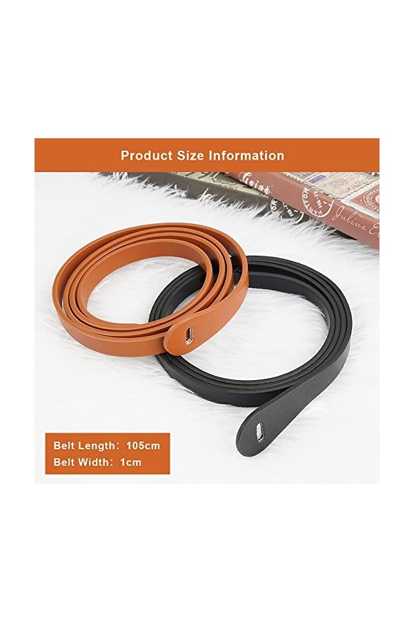 WHC Ceinture Sans Boucle, 2 Pièces Réglable Ceinture Femme Cuir, Ceinture Fine Nouée Simple et Élégante, Ceinture pour Femme 
