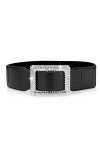Weenkeey Ceinture élastique large pour femme - Ceinture extensible rétro - Ceinture tendance avec boucle en strass pour robes