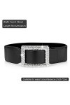 Weenkeey Ceinture élastique large pour femme - Ceinture extensible rétro - Ceinture tendance avec boucle en strass pour robes