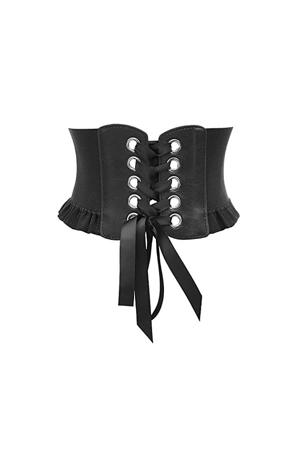 Aabellay Corset à lacets pour femme - Ceinture élastique rétro nouée - Ceinture large vintage - Bandage élastique pour filles