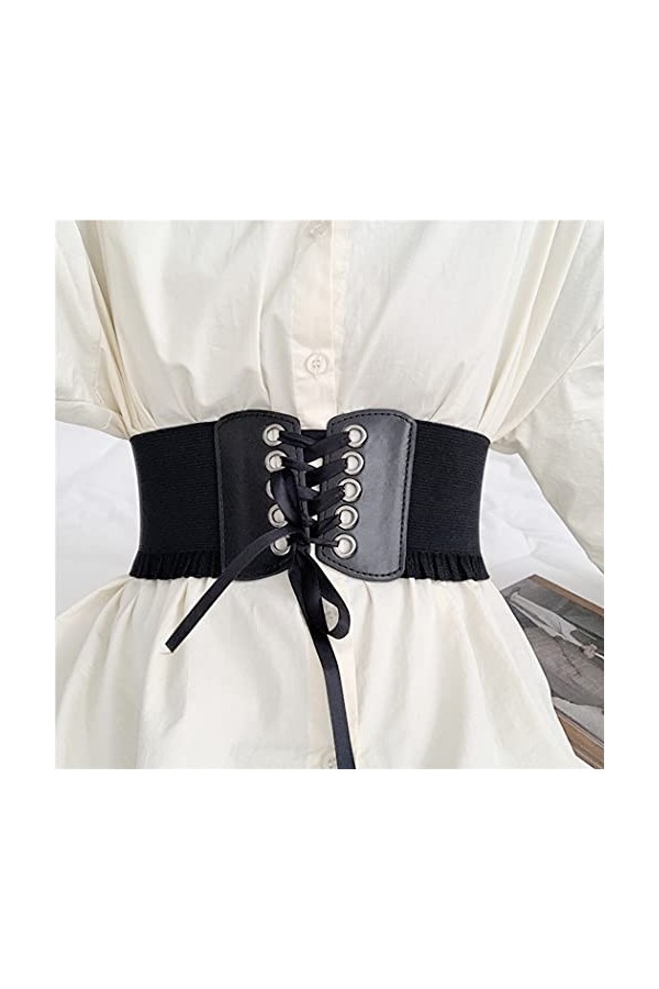 Aabellay Corset à lacets pour femme - Ceinture élastique rétro nouée - Ceinture large vintage - Bandage élastique pour filles