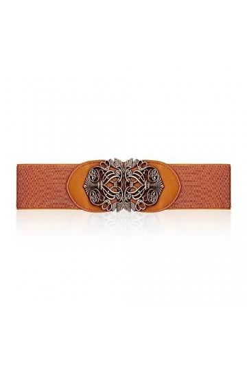 Jagowa Ceinture large pour femme - Vintage - Élastique - Boucle rétro - Kaki - Noir, kaki, taille unique