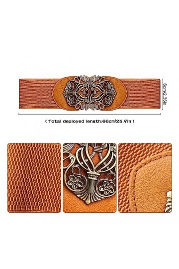 Jagowa Ceinture large pour femme - Vintage - Élastique - Boucle rétro - Kaki - Noir, kaki, taille unique