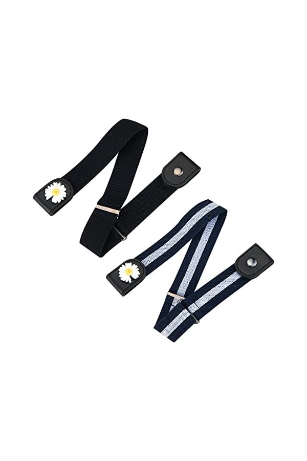 2 Pièces Ceinture Femme Homme Ceinture sans Boucle Élastique Invisible Ceinture, Ceinture sans Boucle Ceinture pour Jeans Pan