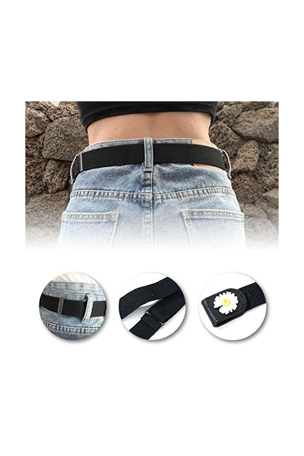 2 Pièces Ceinture Femme Homme Ceinture sans Boucle Élastique Invisible Ceinture, Ceinture sans Boucle Ceinture pour Jeans Pan