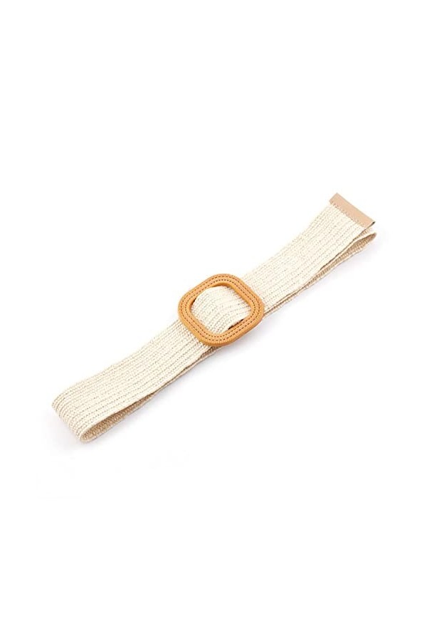 YSDYY Ceinture tissée beige 1 pièce, ceinture élastique élastique à la mode, style boucle carrée, accessoire décontracté pour