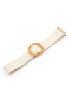 YSDYY Ceinture tissée beige 1 pièce, ceinture élastique élastique à la mode, style boucle carrée, accessoire décontracté pour