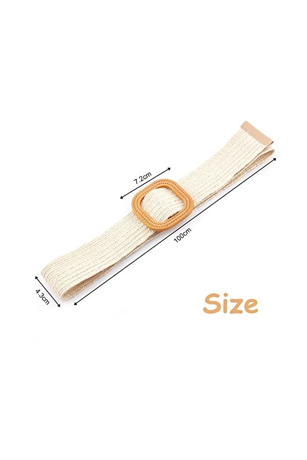 YSDYY Ceinture tissée beige 1 pièce, ceinture élastique élastique à la mode, style boucle carrée, accessoire décontracté pour