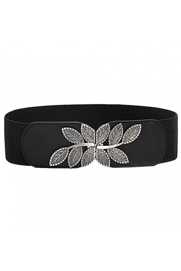 Weenkeey Ceinture élastique vintage large pour femme - Ceinture extensible rétro - Ceinture tendance avec boucle en forme de 