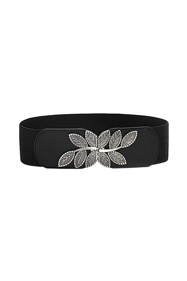 Weenkeey Ceinture élastique vintage large pour femme - Ceinture extensible rétro - Ceinture tendance avec boucle en forme de 