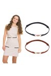 PFLYPF Ceinture à boucle en métal à 2 boucles, ceinture en PU serrée, pour femme, ceinture de taille, peut être utilisé pour 