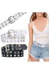 Sporgo Lot de 2 ceintures femme : ceinture femme ceinture homme y2k ceinture en cuir punk stretch ceinture clouté double cein