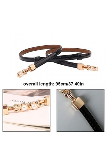 Clyhon 1 pièce ceinture pour femme réglable ceinture fine ceinture de nœud en cuir de mode pour robe pull manteau fit noir, C