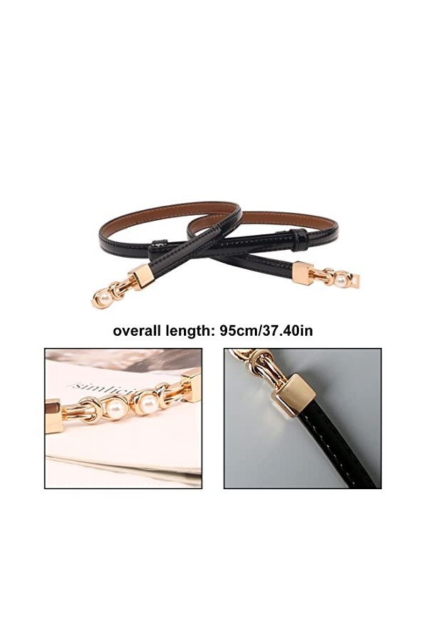 Clyhon 1 pièce ceinture pour femme réglable ceinture fine ceinture de nœud en cuir de mode pour robe pull manteau fit noir, C