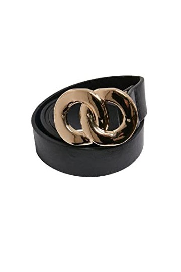 Urban Classics Synthetic Leather Chain Buckle Ladies Belt Ceinture, Black/Gold, S/M Femme
