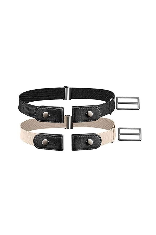 XCOZU 2 Pièces Ceinture Extensible Sans Boucle, Ceinture Élastique Invisible pour les Femmes/Hommes, Ceinture Réglable Sans B