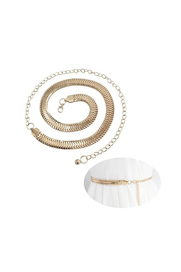 Clyhon Ceinture En Métal à Chaîne Pour Robe Ceinture de Robe en Métal Ceinture de Robe de Mariée Courroie Ceinture Mince Cein