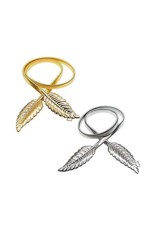 Linian 2 Pièces Ceinture avec Boucle Femme, Or Argent Ceinture de Robe Fermoir à Verrouillage