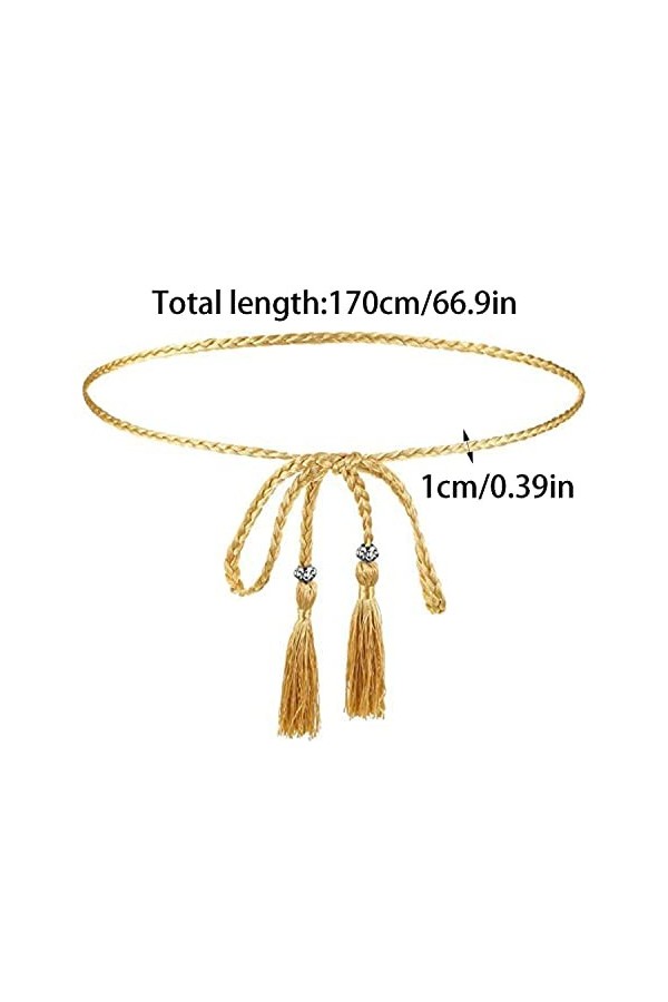 DARENYI Ceinture Femme Ceinture Femme Tressée Ceinture Sans Boucle Femme Ceinture de Frange Tissée pour Robes