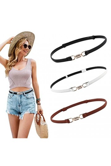 KIJUH Ceinture Femme, 3 Pièces Ceinture Femme Pour Robe Réglable, Ceinture Femme Fine Avec Boucle, Ceintures Femme En Cuir Pu
