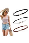 KIJUH Ceinture Femme, 3 Pièces Ceinture Femme Pour Robe Réglable, Ceinture Femme Fine Avec Boucle, Ceintures Femme En Cuir Pu