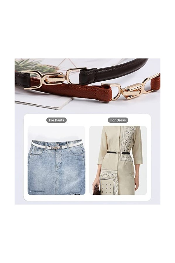 KIJUH Ceinture Femme, 3 Pièces Ceinture Femme Pour Robe Réglable, Ceinture Femme Fine Avec Boucle, Ceintures Femme En Cuir Pu