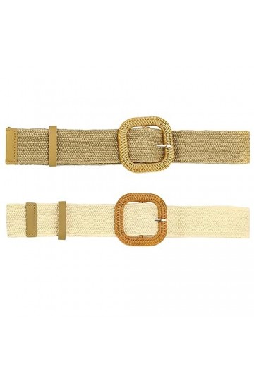 Divono Lot de 2 ceintures tissées en métal pour femme - Ceinture en tissu tissé - Large ceinture pour robe dété - Ceinture t