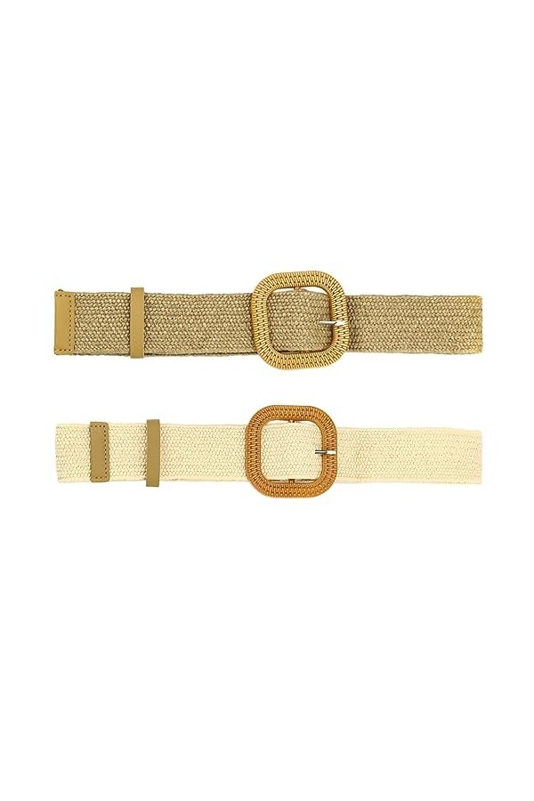 Divono Lot de 2 ceintures tissées en métal pour femme - Ceinture en tissu tissé - Large ceinture pour robe dété - Ceinture t